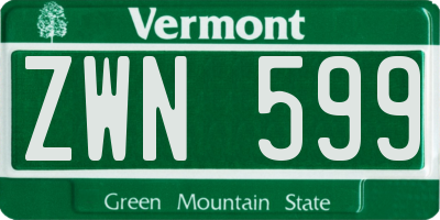 VT license plate ZWN599