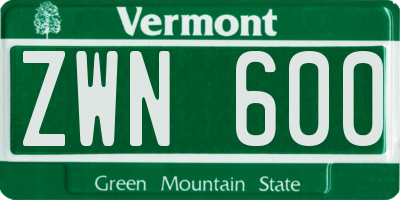 VT license plate ZWN600
