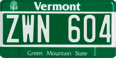 VT license plate ZWN604