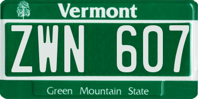 VT license plate ZWN607