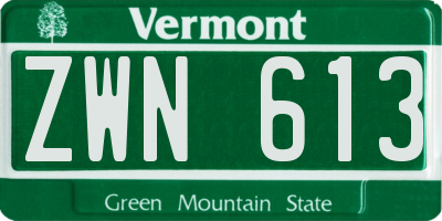 VT license plate ZWN613