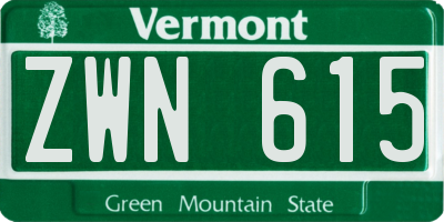 VT license plate ZWN615