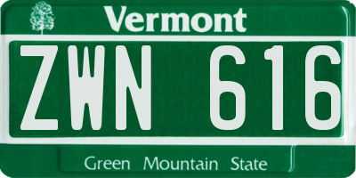 VT license plate ZWN616