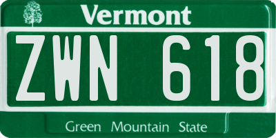 VT license plate ZWN618