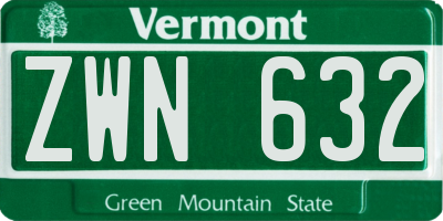 VT license plate ZWN632