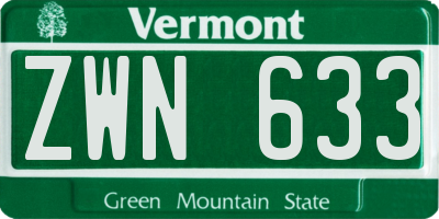 VT license plate ZWN633