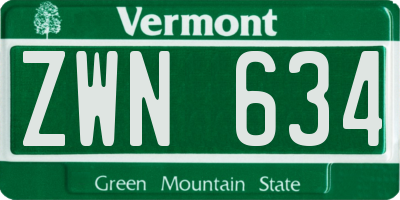 VT license plate ZWN634