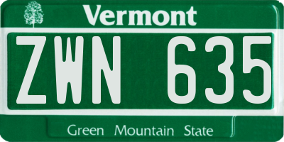 VT license plate ZWN635