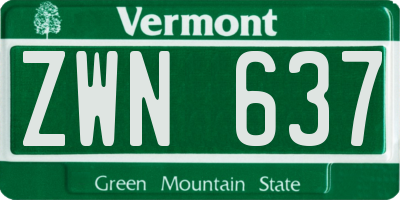 VT license plate ZWN637