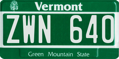 VT license plate ZWN640
