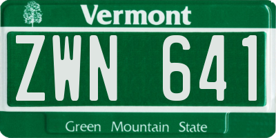 VT license plate ZWN641