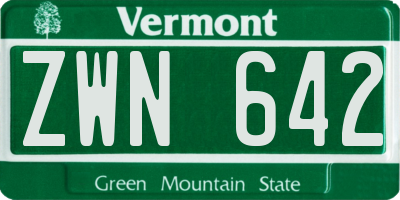 VT license plate ZWN642