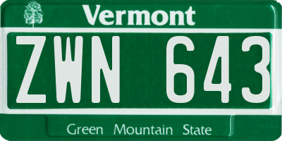 VT license plate ZWN643