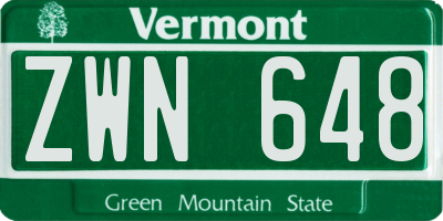 VT license plate ZWN648