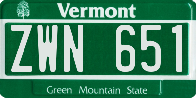 VT license plate ZWN651