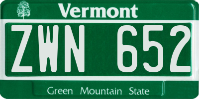 VT license plate ZWN652