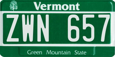 VT license plate ZWN657