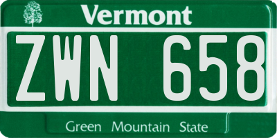 VT license plate ZWN658