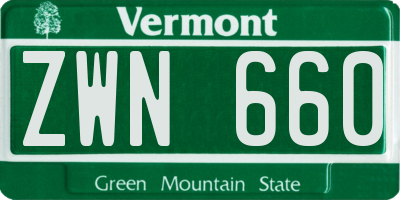 VT license plate ZWN660