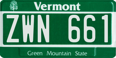 VT license plate ZWN661