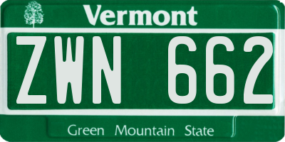 VT license plate ZWN662