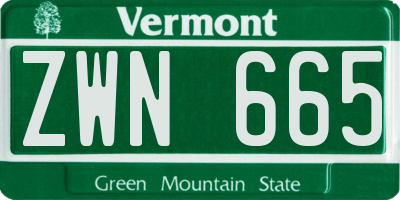 VT license plate ZWN665