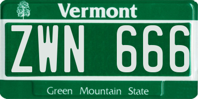 VT license plate ZWN666