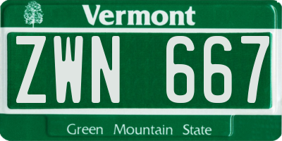 VT license plate ZWN667
