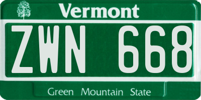 VT license plate ZWN668