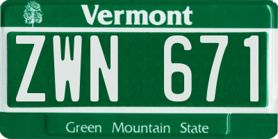 VT license plate ZWN671