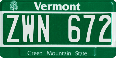 VT license plate ZWN672
