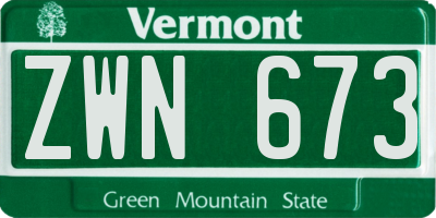 VT license plate ZWN673