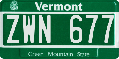 VT license plate ZWN677