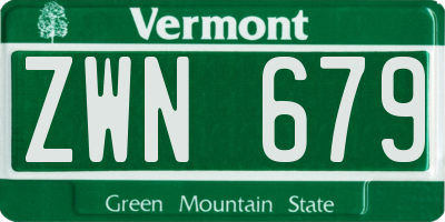 VT license plate ZWN679
