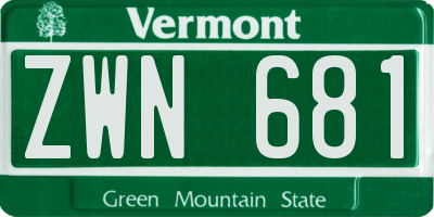 VT license plate ZWN681