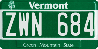 VT license plate ZWN684