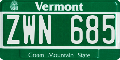 VT license plate ZWN685