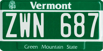 VT license plate ZWN687