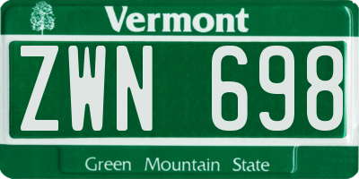 VT license plate ZWN698