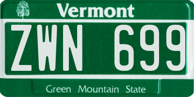 VT license plate ZWN699