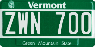 VT license plate ZWN700