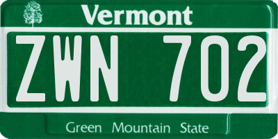 VT license plate ZWN702