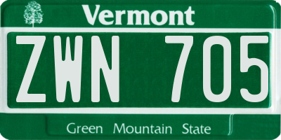 VT license plate ZWN705