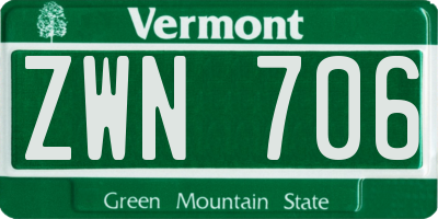 VT license plate ZWN706