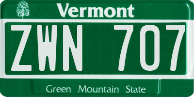 VT license plate ZWN707