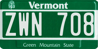 VT license plate ZWN708