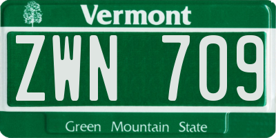 VT license plate ZWN709