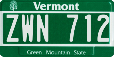 VT license plate ZWN712