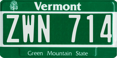 VT license plate ZWN714