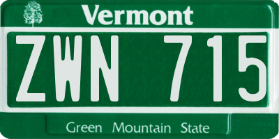 VT license plate ZWN715